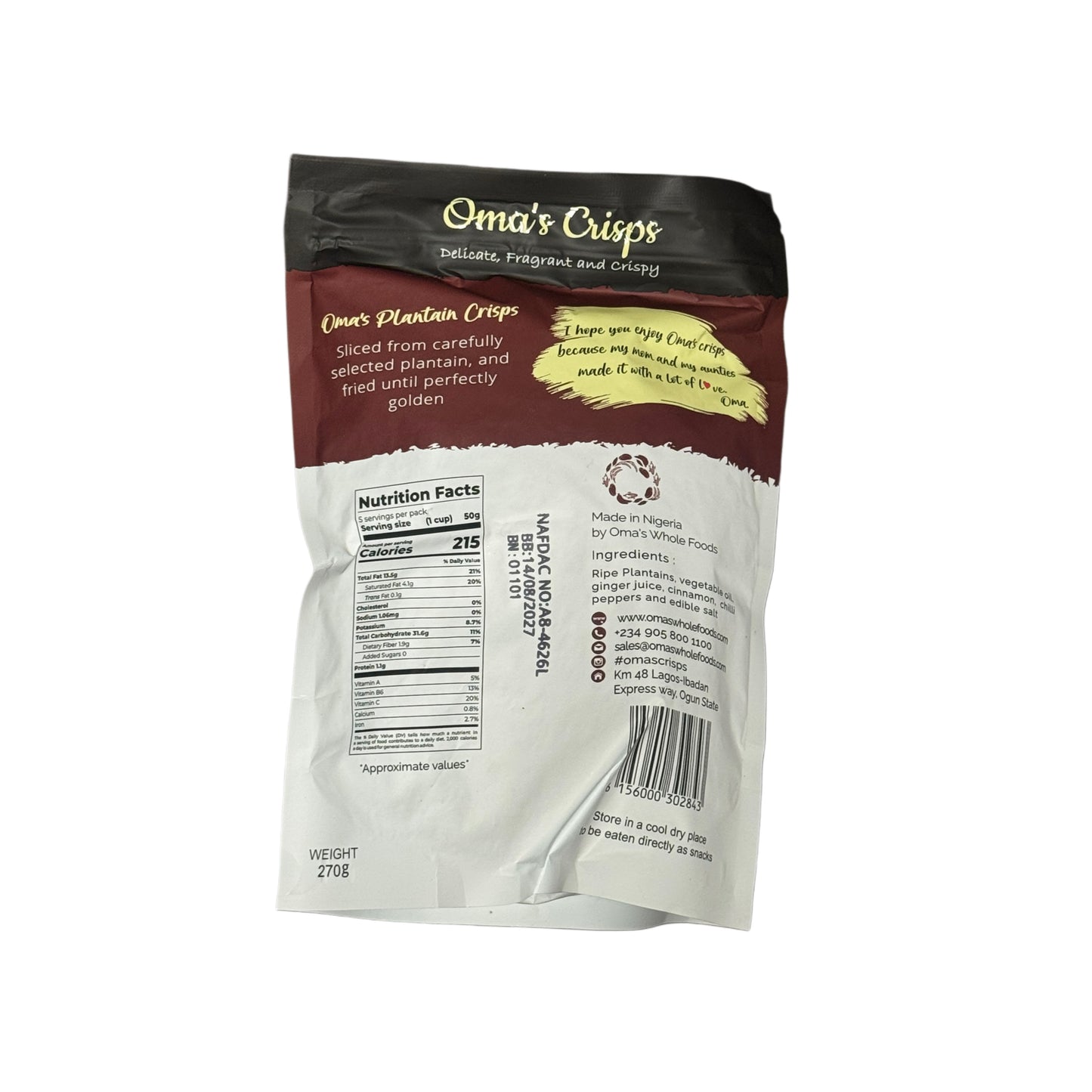 Oma's plantain chips spicy flavour